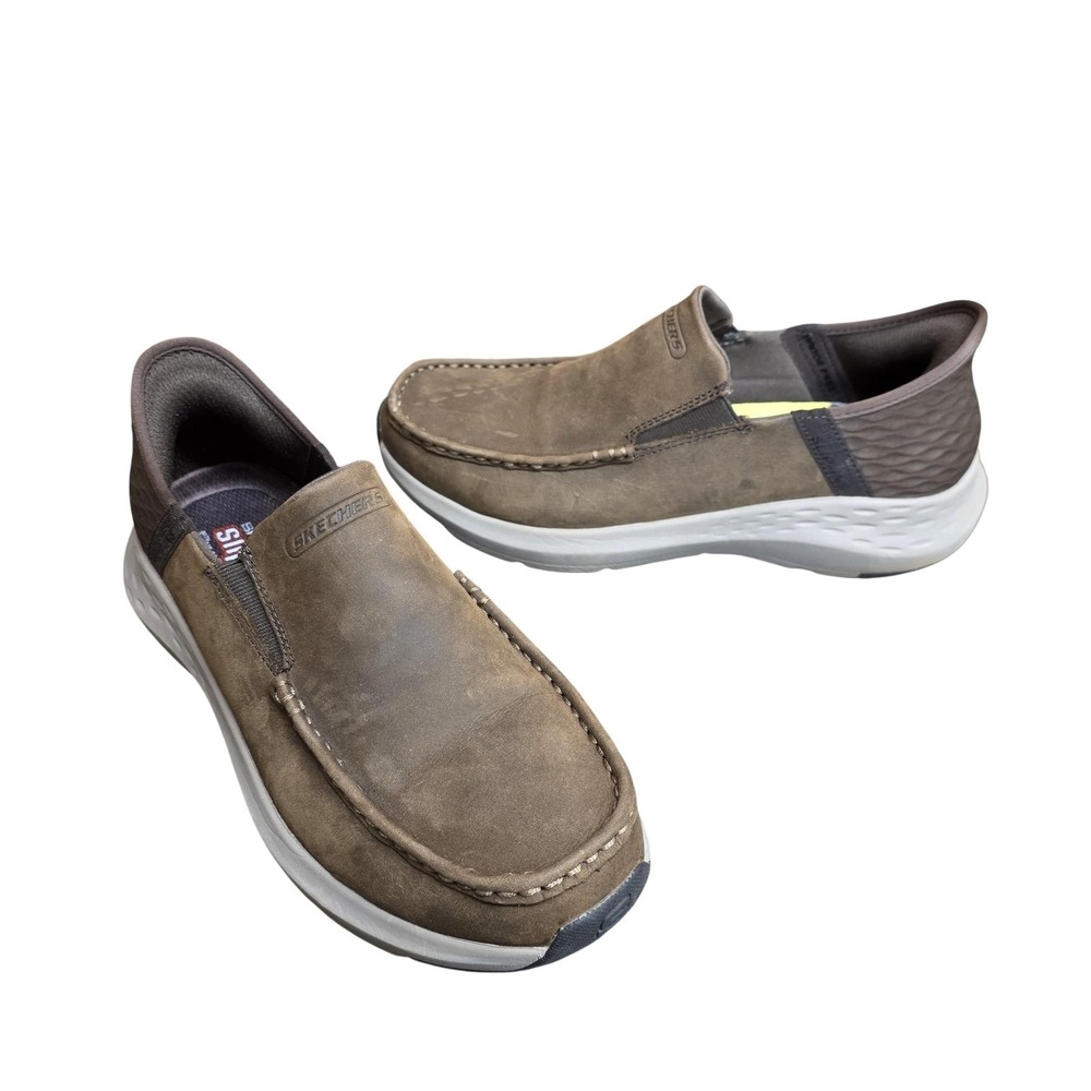 Skechers Slip-ins Shoes Mens Size 8 Brown Leather Slip On Casual Comfort 204866